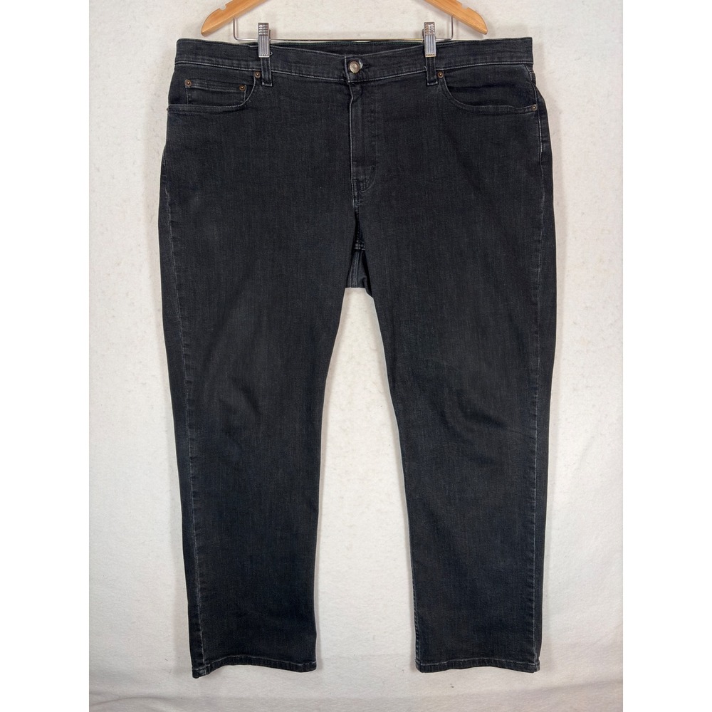 LL Bean Mens Black CoolMax Tencel Denim Jeans 42x30 Straight Leg 507465